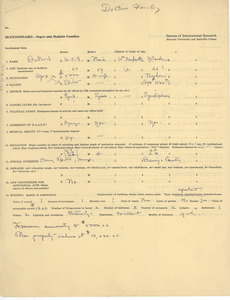Negro and mulatto families questionnaire