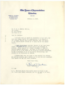 Letter from Perry B. Jackson to W. E. B. Du Bois