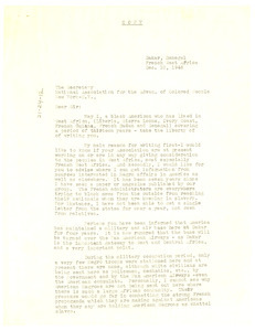 Letter from W. A. Jackson to National Association for the Advancement of Colored People