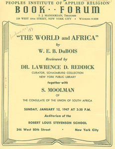 Invitation from Peoples Institute of Applied Religion to W. E. B. Du Bois