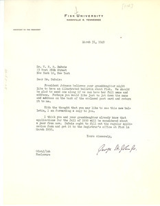 Letter from Fisk University to W. E. B. Du Bois