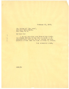 Letter from W. E. B. Du Bois to the editor of The Arts