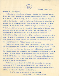 Letter from Booker T. Washington to S. Liang Williams