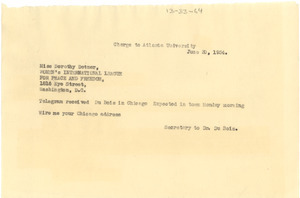 Telegram from unidentified correspondent to the Women's International ...