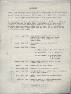Memorandum from NAACP to W. E. B. Du Bois