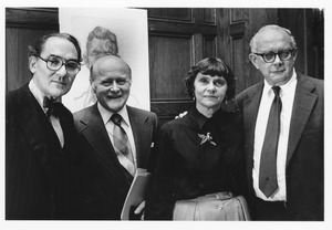 Hilton Kramer, Henry Koffler, Bette Swados, and Donald Jenkins at dedication