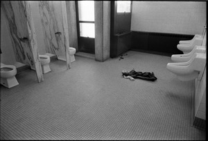 Belchertown State School: bathroom, with clothing on floor