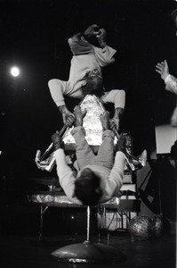 Chimpanzee vaudeville act opening for the Grateful Dead at Sargent Gym, Boston University: chimpanzees balancing upside-down