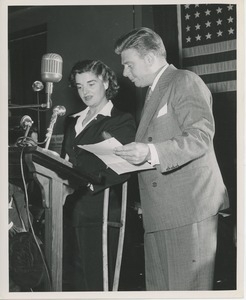 Arthur Godfrey with unidentified client at Institute Day