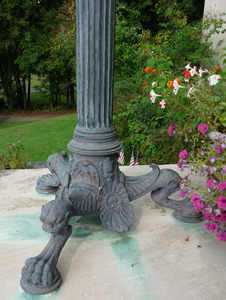 Field Memorial Library: wrought-iron base of exterior lighting fixture