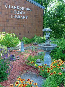 Clarksburg Town Library, Clarksburg, Mass.: exterior view of garden