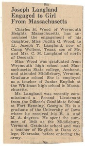 Joseph Langland engaged to girl from Massachusetts
