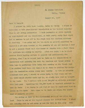 Transcript of a letter from James H. McCurdy to Laurence L. Doggett (August 17, 1917)