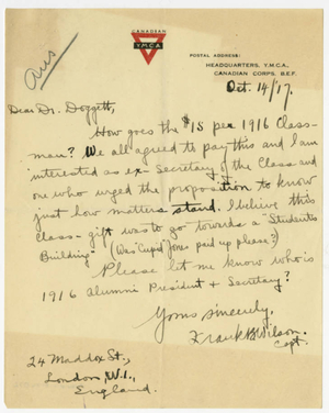 Letter from Frank B. Wilson to Laurence L. Doggett (October 14, 1917)