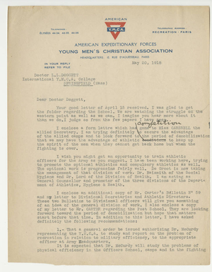 Letter from James Huff McCurdy to Laurence L. Doggett (May 20, 1918)