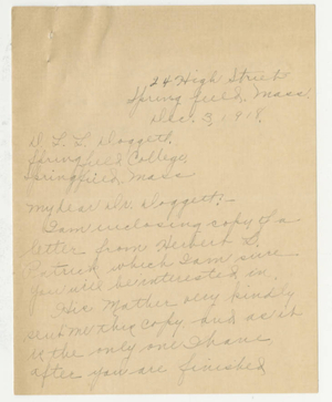 Letter to Laurence L. Doggett (December 3, 1918)