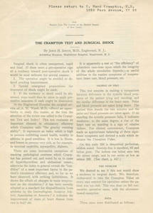 Crampton Test and Surgical Shock, By John H. Irwin, 1935