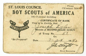 Boy Scouts of America certificate of rank for Joseph F. Lyles, 1942