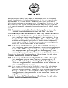 City Council meeting minutes, June 10, 2009