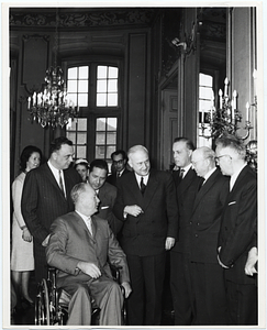 Mayor John F. Collins with Mayor Pierre Pflimlin of Strasbourg and others