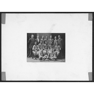 Basketball players posing for a team photo