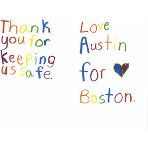 Letter to Boston from a student at at Leander ISD, Mason Elementary School (Cedar Park, Texas)