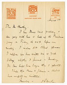 Letter from Robert Morss Lovett to Margaret S. Huntley, August 1, [1930?]