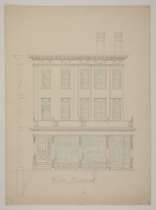 Front elevation of store with two stories of apartments, undated