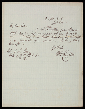 [William] P. Craighill to Thomas Lincoln Casey, January 6, 1888