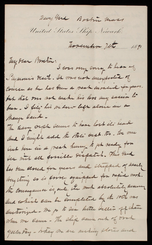 Admiral Silas Casey to Thomas Lincoln Casey, November 7, 1891