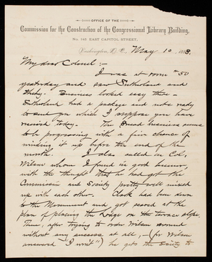 Bernard R. Green to Thomas Lincoln Casey, May 10, 1888