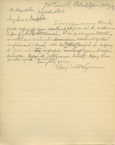 Letter from Benjamin Smith Lyman to Max Uhle