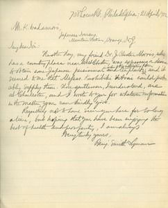 Letter from Benjamin Smith Lyman to Kikujiro Wadamori