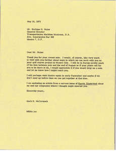 Letter from Mark H. McCormack to Enrique Rojas