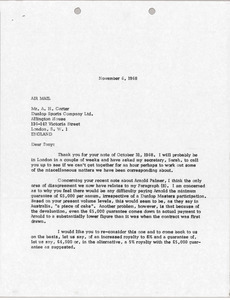 Letter from Mark H. McCormack to Anthony H. Carter