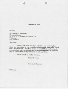 Letter from Mark H. McCormack to Anthony L. Mansfield