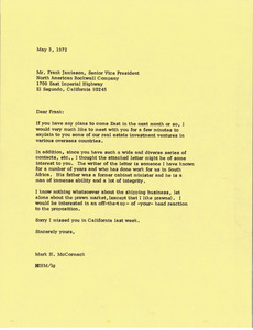 Letter from Mark H. McCormack to Frank Gard Jamison