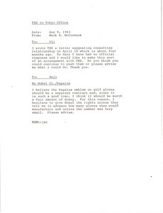 Fax from Mark H. McCormack to Tokyo office