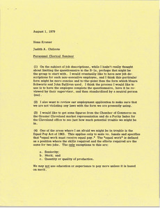 Memorandum from Judy A. Chilcote to Hans Kramer