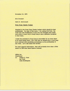 Memorandum from Mark H. McCormack to Eric Drossart