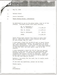 Memorandum from Laurie Hentschel to Barbara Kernc