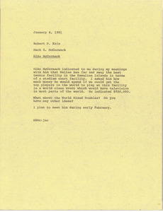 Memorandum from Mark H. McCormack to Robert D. Kain