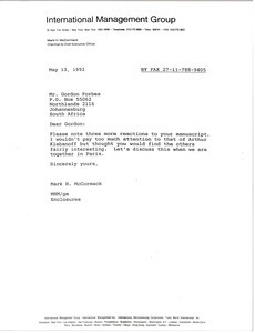 Letter from Mark H. McCormack to Gordon Forbes