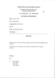 Fax from Mark H. McCormack to Cino Marchese