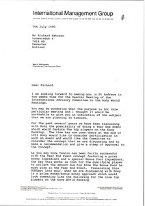 Letter from Mark H. McCormack to Richard Rahusen