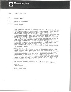 Memorandum from Mark H. McCormack to Robert Kain