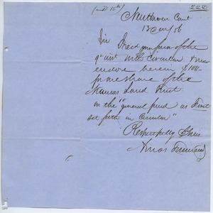 Letter from Amos Townsend to unidentified correspondent