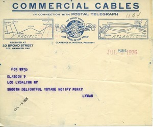 Telegram from Frank Lyman to unidentified correspondent