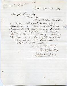 Letter from Edward Parmelee Smith to Joseph Lyman