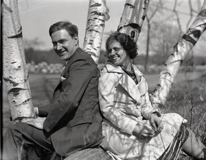 Maxwell and Olivia Fox, seated in a birch tree